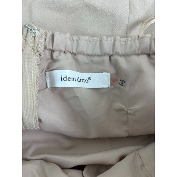 Idem Ditto women's medium tan black ruffle front strapless skirted romper dressy - Picture 8 of 9